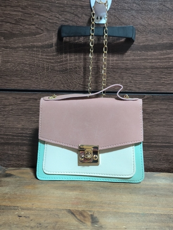 Handbags - Tricolor Mini Crossbody Bag - Pink, White & Mint